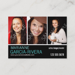 Actor Triple Headshot Stats Business Card