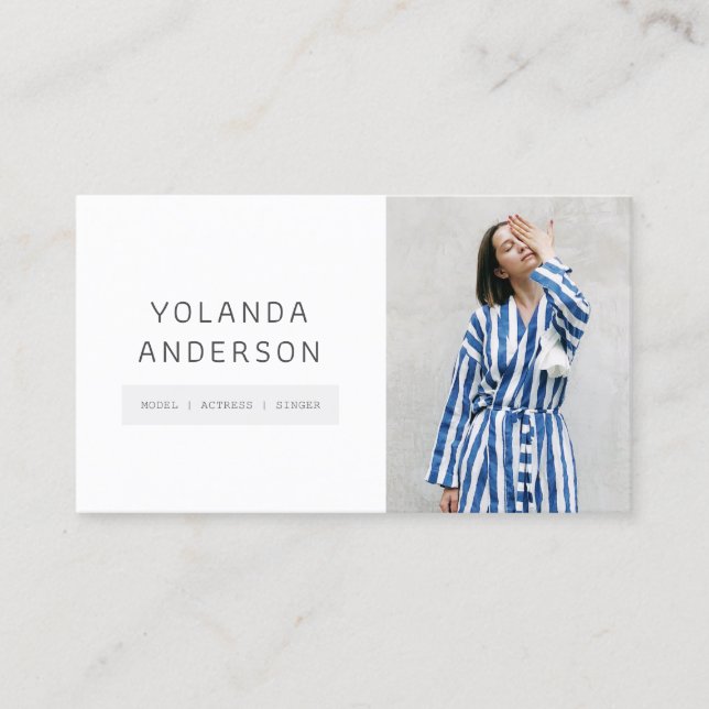 Actors models photo modern white fashion stylists business card (Front)