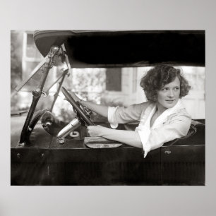Actress Behind the Wheel, 1921. Vintage Photo Poster