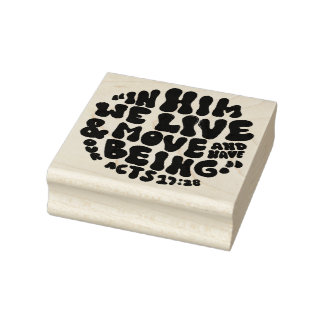 Acts 17:28 Bible Verse Hand Lettering Typography Rubber Stamp