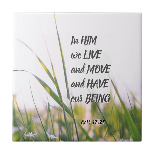 Acts 17:28 In Him we Live and Move Bible Verse  Tile (Front)