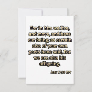 Acts 17:28 KJV Bible Verse Greeting Card