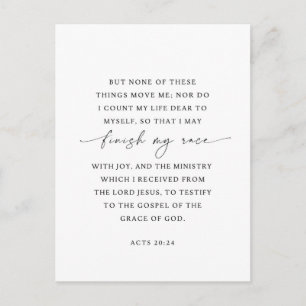 Acts 20:24 Finish My Race with joy Postcard