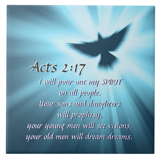 Acts 2:17 I will pour out My Spirit, Bible Verse Tile (Front)