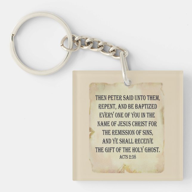 Acts 2:38 Keychain for Apostolic Bible Believers. (Front)