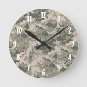 ACU Camo Camouflage Digital Pattern Wall Clock