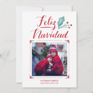 Acuarela y La Caligrafía   Feliz Navidad Holiday Card