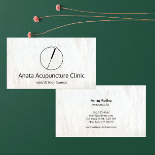 Acupuncture Acupuncturist Needle Logo White Wood  Business Card