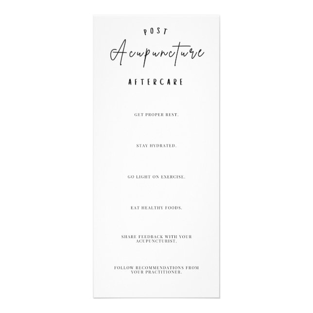 Acupuncture Before Treatment Checklist & Aftercare Rack Card (Back)