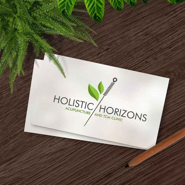 Acupuncture Needle and leaves Business Card (Creator Uploaded)
