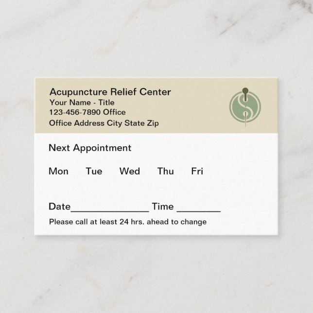 Acupuncture Office Appointment Cards Design (Front)