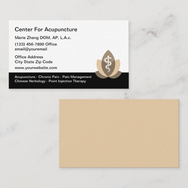 Acupuncture Therapy Acupuncturist Business Cards (Front/Back)