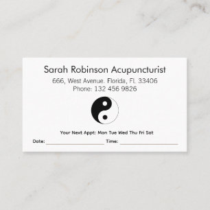 Acupuncturist Appointment  Business Card