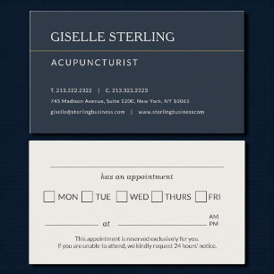 Acupuncturist Office Appointment Reminder Business Card