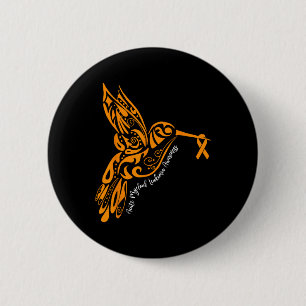 Acute Myeloid Leukaemia Awareness Hummingbird Oran 6 Cm Round Badge