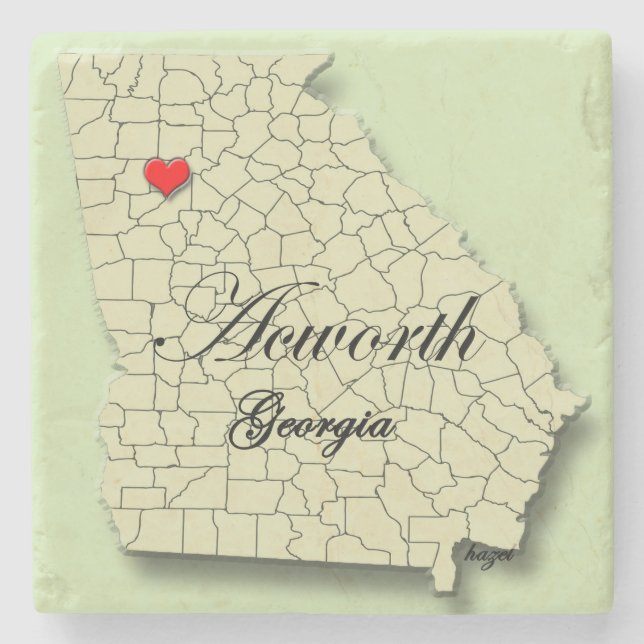 Acworth, Georgia, Map, Coasters (Front)