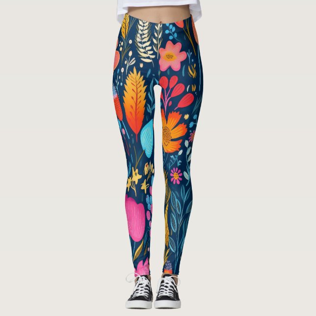 AD 010 - Floral digital pattern Leggings (Front)