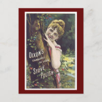Ad Label Stove Polish Victorian Lady Postcard