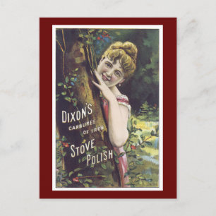 Ad Label Stove Polish Victorian Lady Postcard