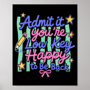 Ad Low Key Happy To Be Back First Day Of School Poster