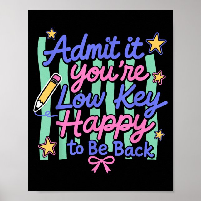 Ad Low Key Happy To Be Back First Day Of School Poster (Front)