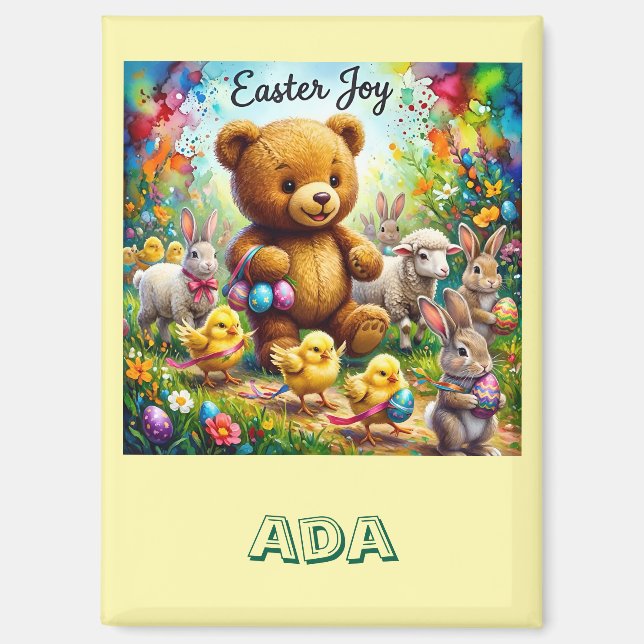 ADA ~ EASTER TEDDY BEAR Easter Chicks ~  Magnet (Front)