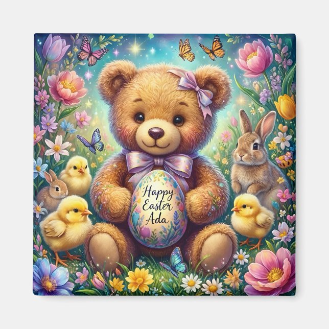 ADA ~ Happy Easter ~ Teddy Chicks Bunnies ~  Magnet (Front)