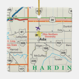 Ada Ohio Map Ceramic Ornament