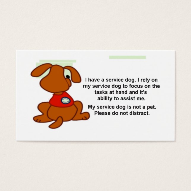 ADA Service Dog Information Cards (Front)