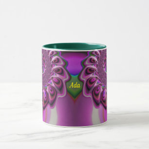 ADA ~ Zany 3D Fractal ~ Purple Pink Green Mug
