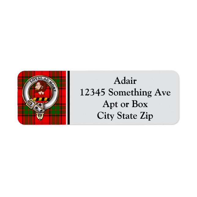 Adair Clan Badge & Tartan Personalised (Front)