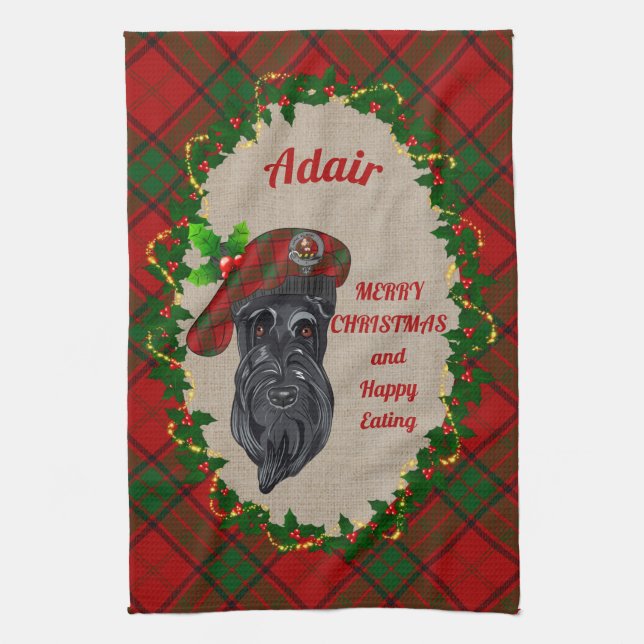 Adair Scottie Dog Christmas Kitchen Towel (Vertical)