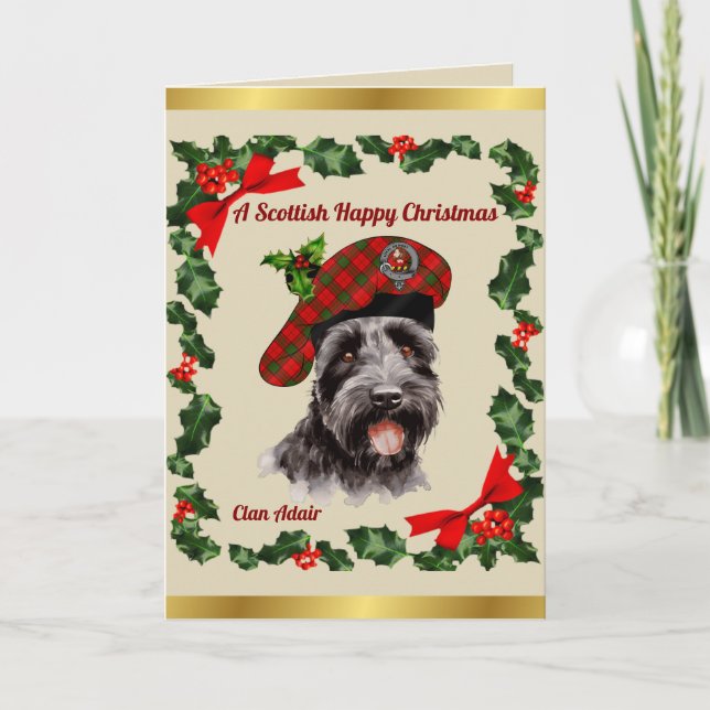Adair Scottie Dog Personalised Xmas Card (Front)