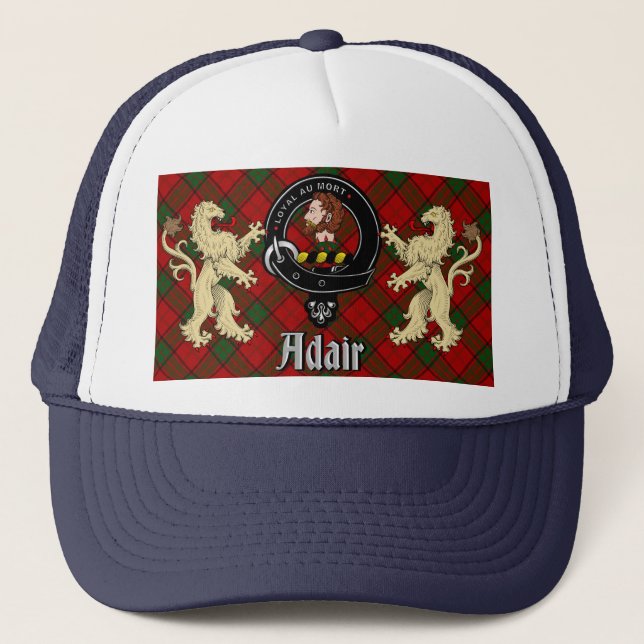 Adair Scottish Tartan & Badge Trucker Hat (Front)