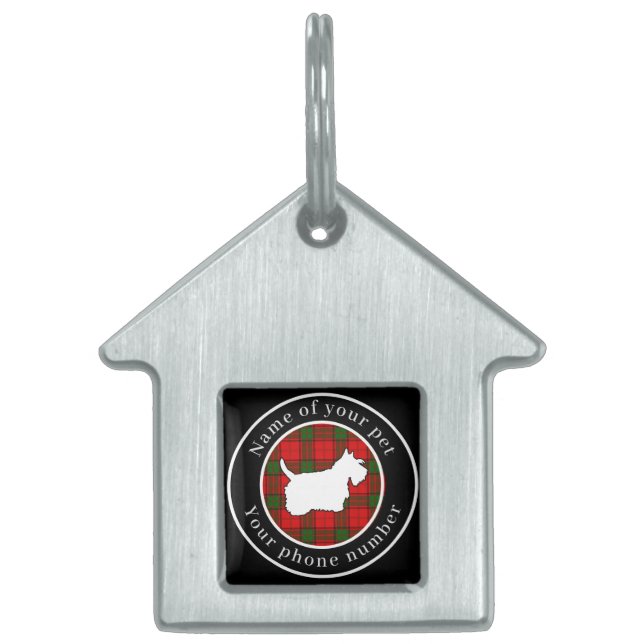 Adair Tartan Scottie Dog Personalised Pet ID Tag (Front)