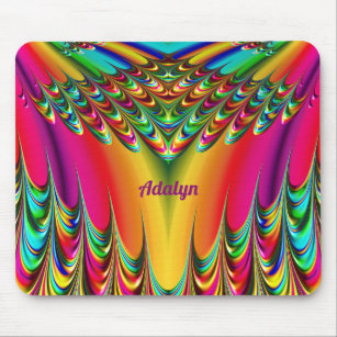 ADALYN ~ Zany Hot Yellow, Blue, Green and Pink Mou Mouse Pad
