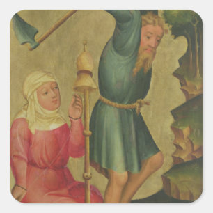 Adam and Eve at Work Square Sticker
