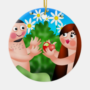 Adam and Eve Ceramic Tree Decoration
