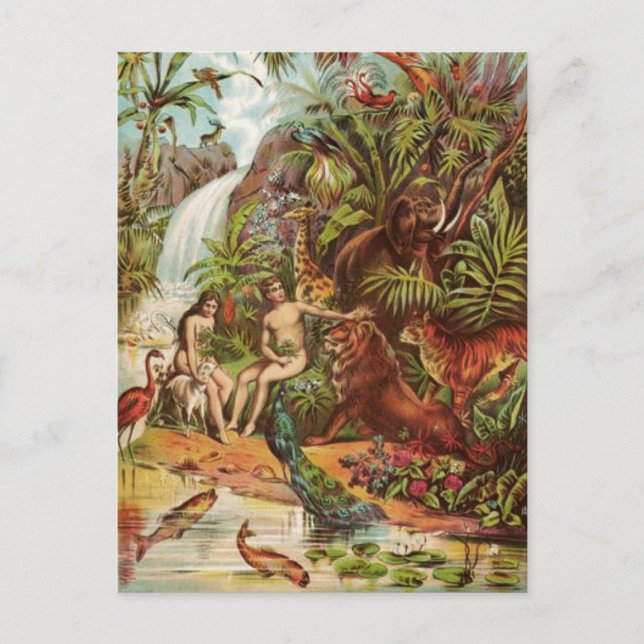 Adam And Eve In The Garden Postcard (Front)