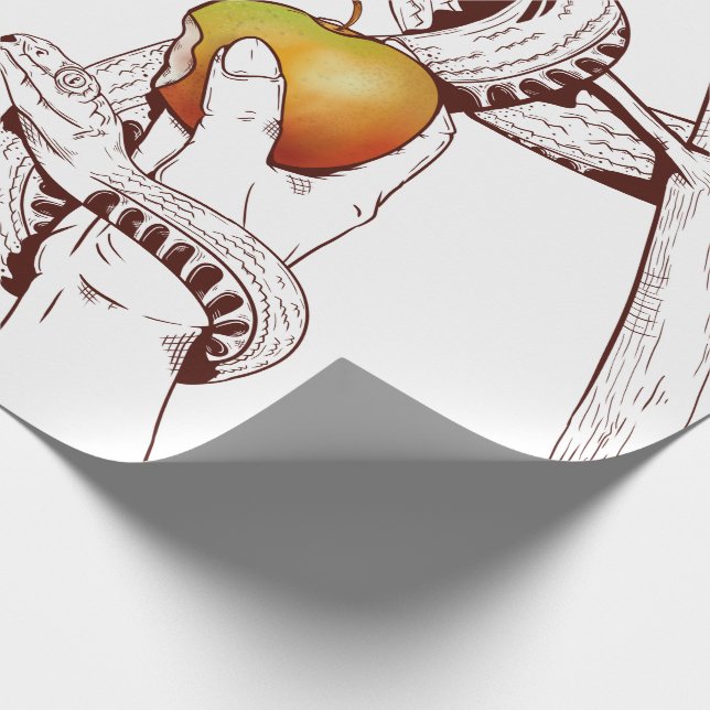 Adam and Eve Picking apples Wrapping Paper (Corner)