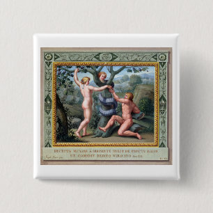 Adam and Eve with the Serpent, illustration from t 15 Cm Square Badge