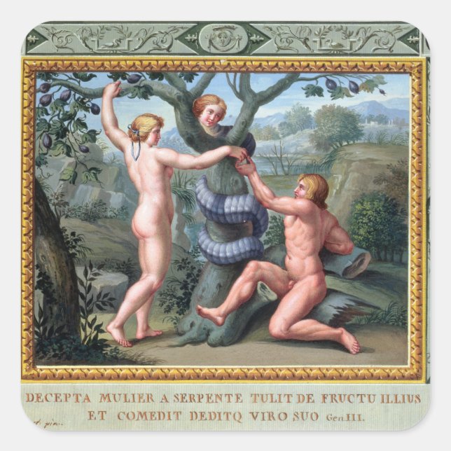 Adam and Eve with the Serpent, illustration from t Square Sticker (Front)