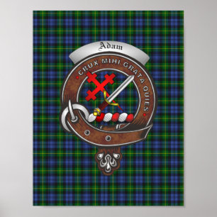 Adam Clan Badge & Tartan 8.5x11 Poster