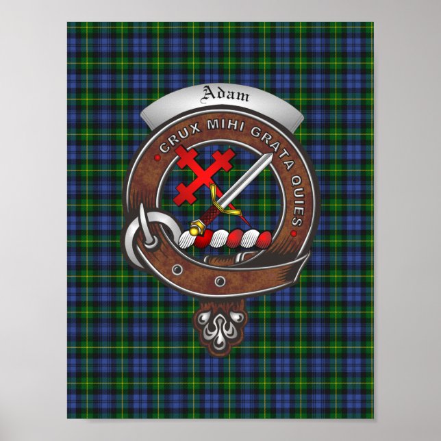 Adam Clan Badge & Tartan 8.5x11 Poster (Front)
