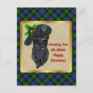 Adam Clan Badge & Tartan Christmas Postcard