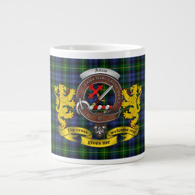 Adam Clan Badge & Tartan Jumbo Mug (Front)