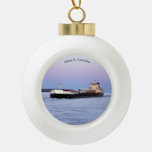 Adam E. Cornelius ball or snowflake ornament (Front)