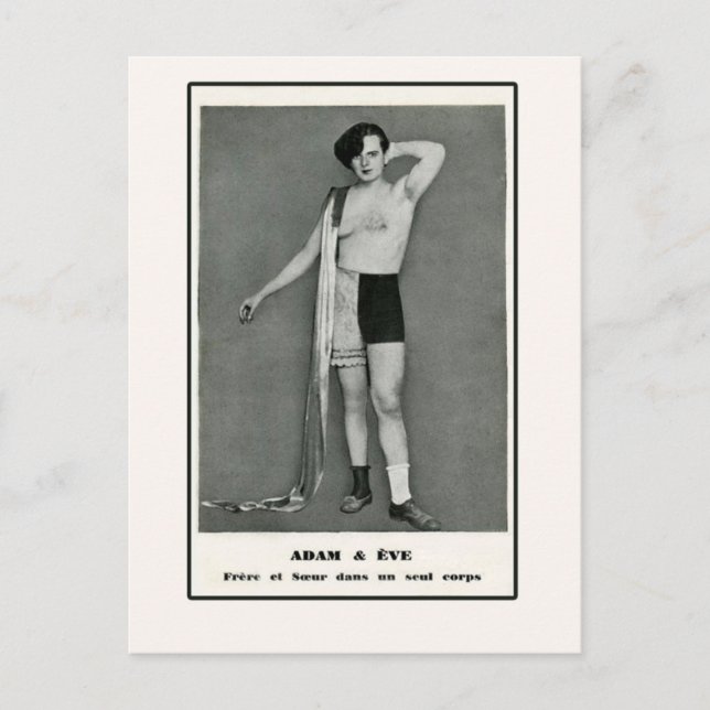 Adam & Eve Half Man Half Woman Postcard (Front)