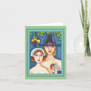 ADAM & EVE PILGRIMS, WHIMSY THANKSGIVING Blank Card