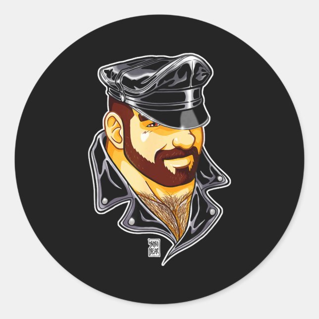 Adam Likes Leather Hat  Classic Round Sticker (Front)